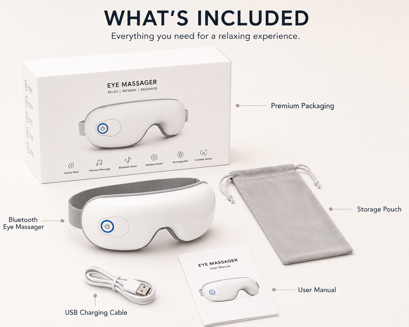 Bluetooth Eye Massager with Heat & Vibration