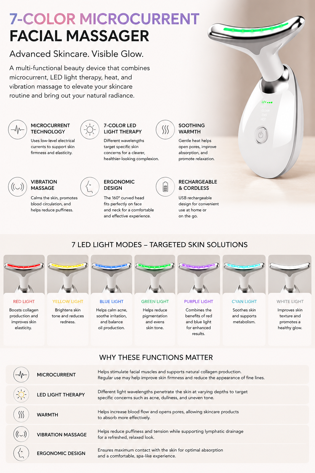 7-Color Microcurrent Facial Massager